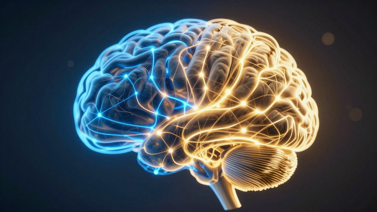 Abstract brain illustration showing slow analytical vs fast intuitive pathways