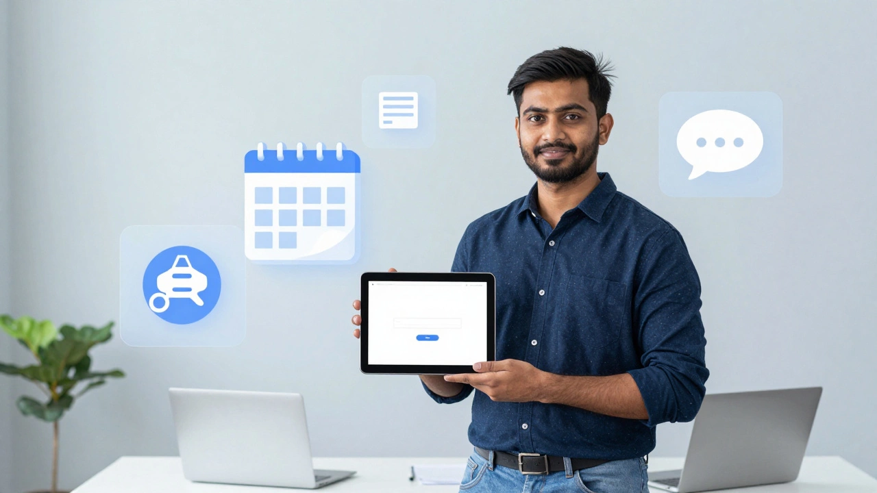 Entrepreneur launching a side hustle with digital tools