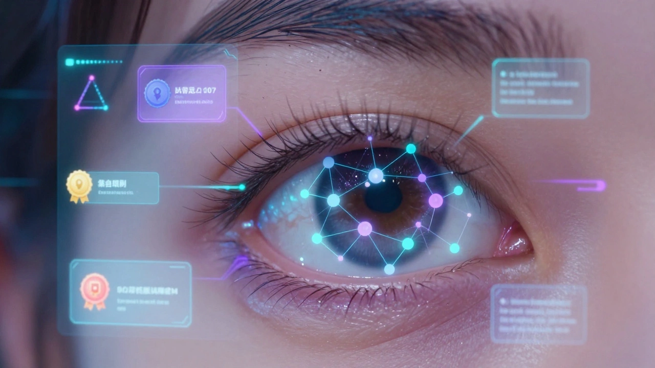 Eye reflecting AI-driven personalized learning paths and badges