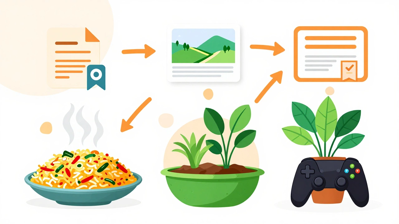 Illustration connecting hobbies like cooking and gaming to income