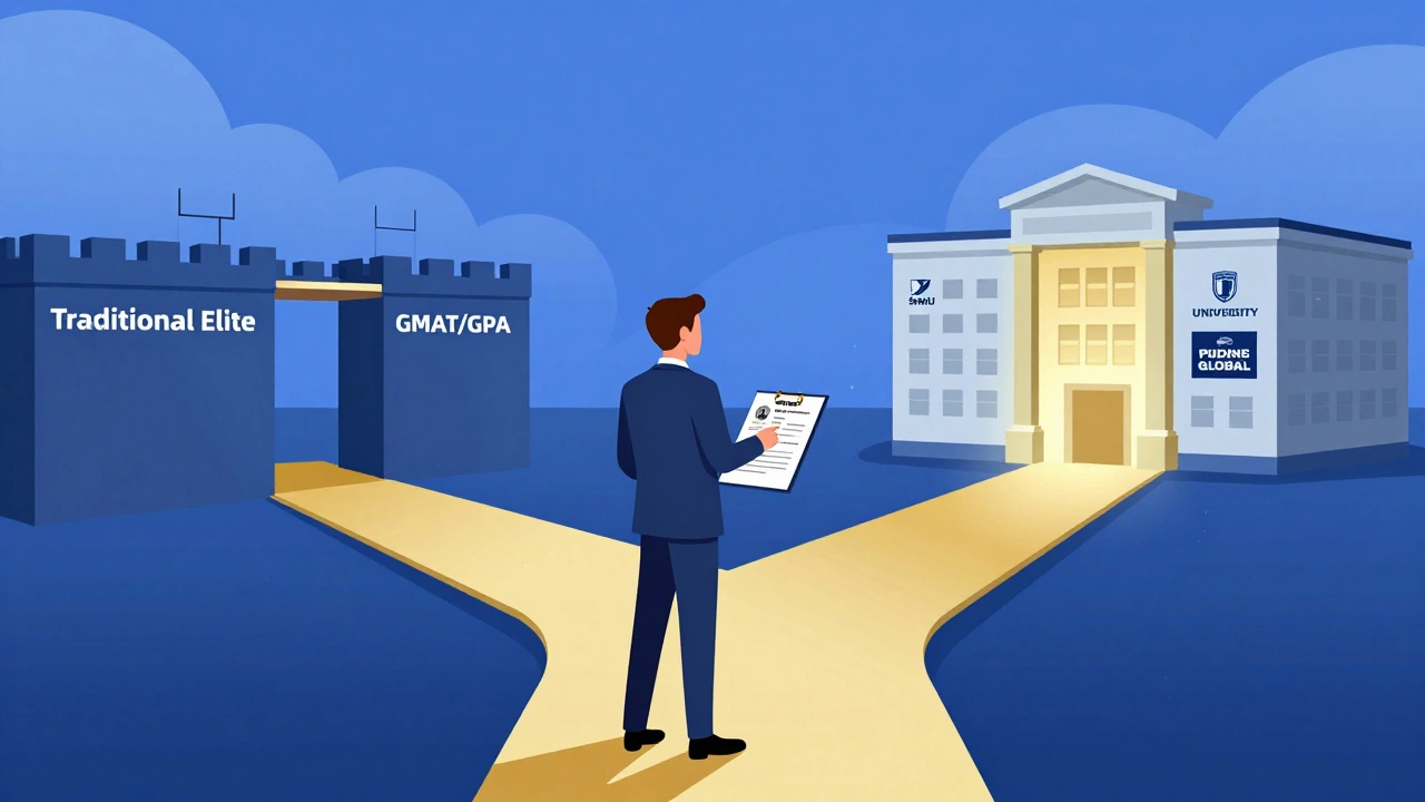 Illustration of choosing an accessible MBA path over elite schools