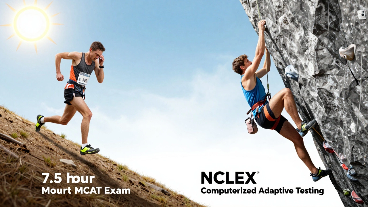 Marathon vs climbing metaphor for exam difficulty