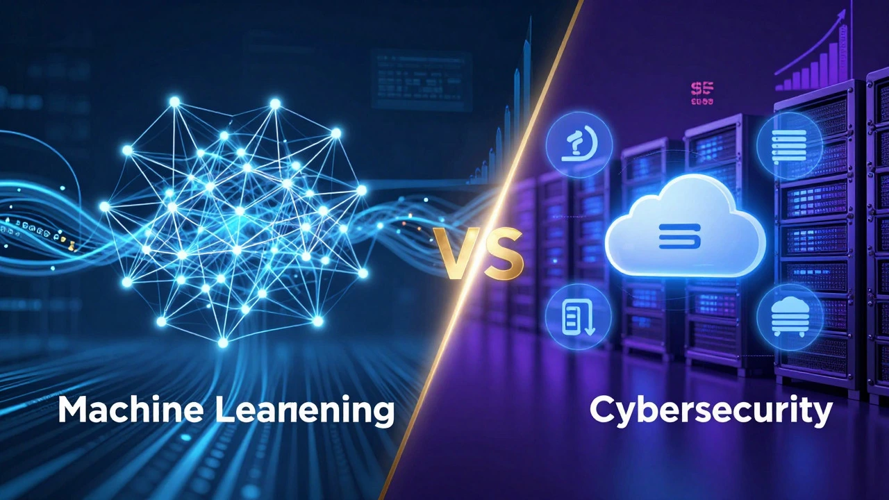 Abstract visualization of AI, Cloud, and Security tech roles with golden data streams