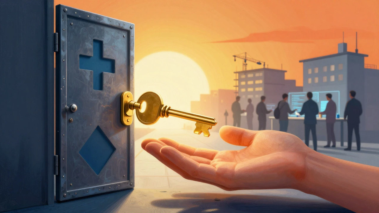 Conceptual art showing a key unlocking a path to diverse vocational careers