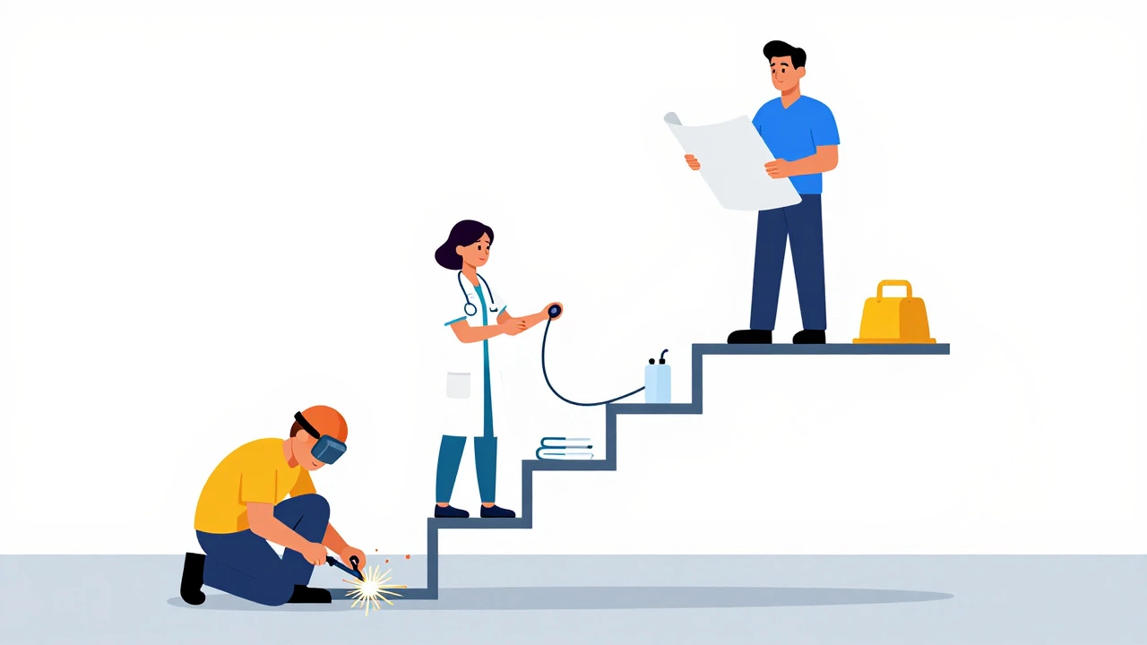 Illustration of career progression in various vocational trades