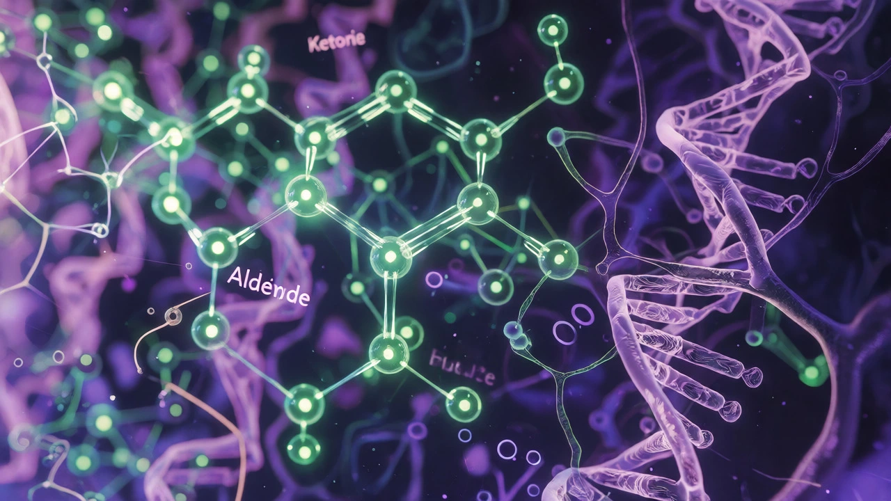 Abstract organic chemistry molecules and biology concepts